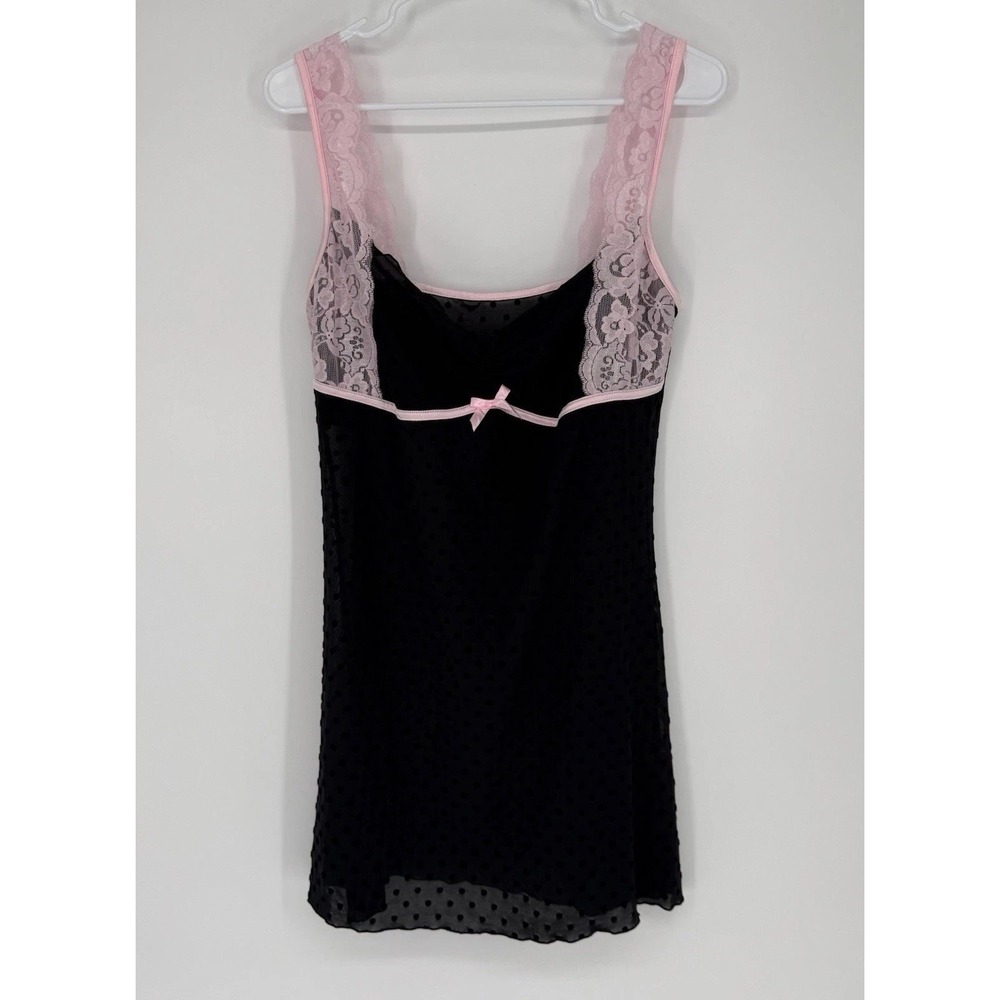 Coquette Babydoll XL Negligee Lingerie Chemise Pink Lace Black Ribbon Romantic